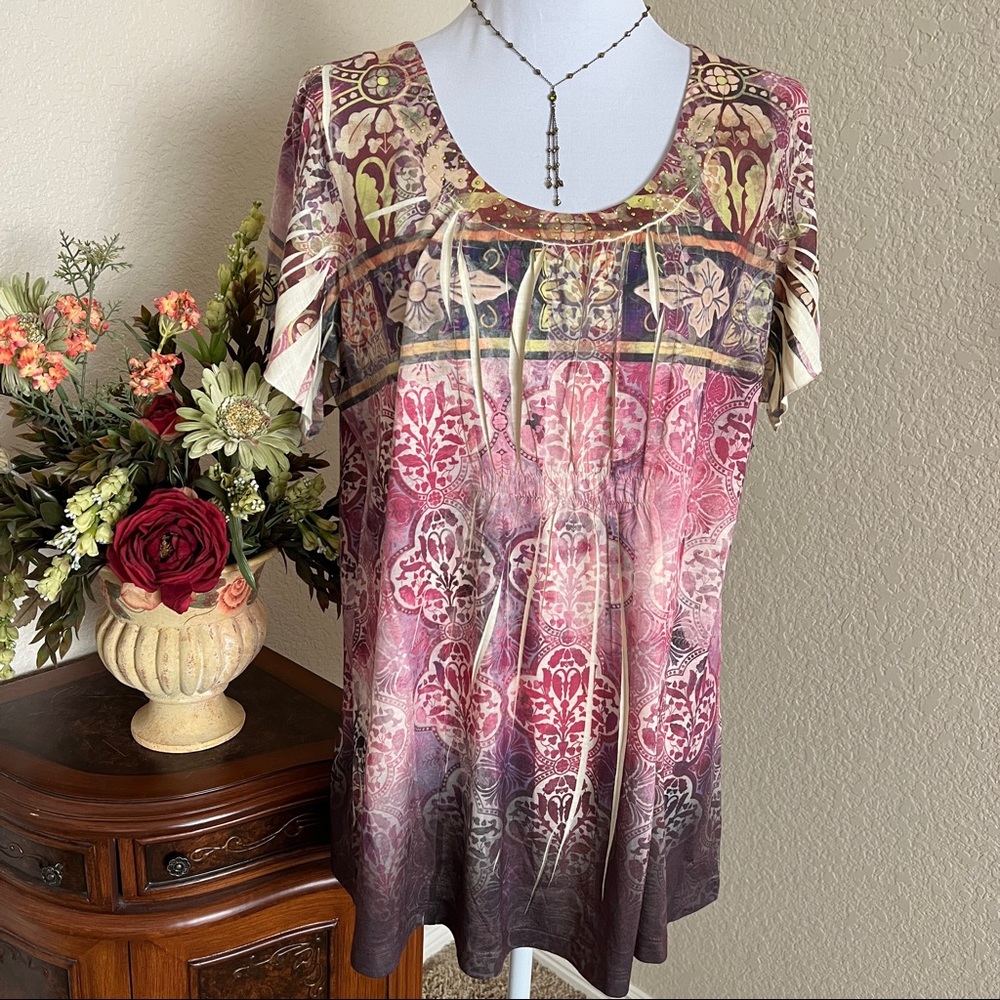 energe World Wear Colorful Short Butterfly Sleeve Top
